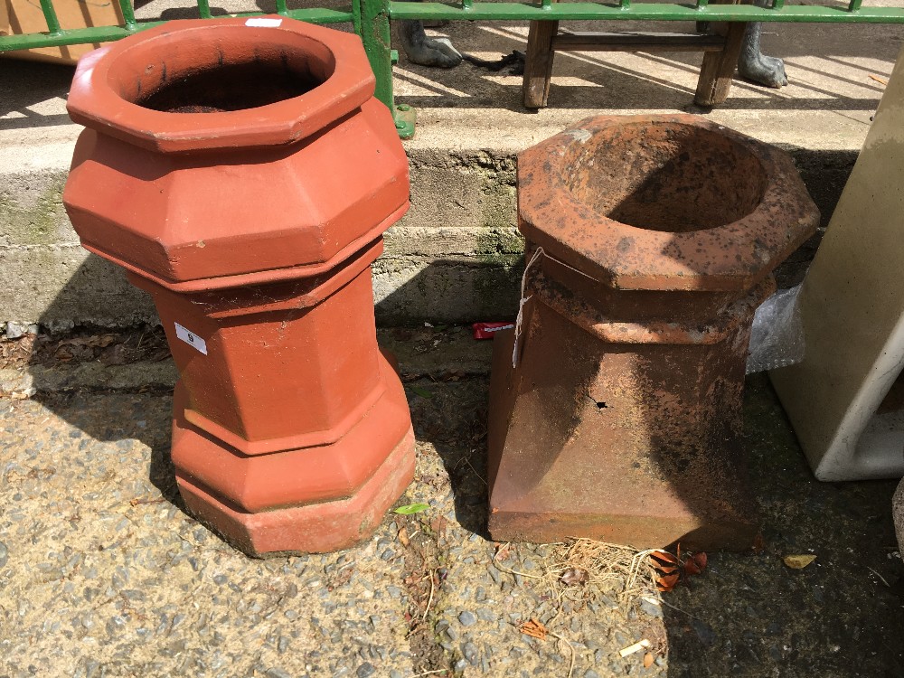 Two Terracotta Chimney Pots.