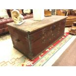 19th. C. painted pine blanket box. 1843.