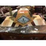 Art Deco marble and bronze mantle clock.