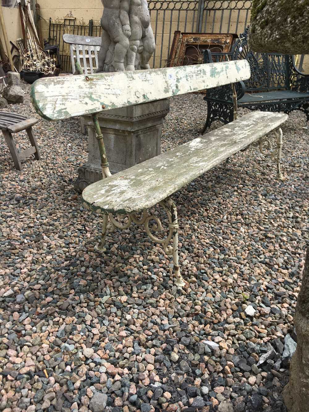 19th. C. cast iron and wooden garden bench.