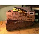 GALTEE CHEESE wooden box and WINDOLENE advertisement.