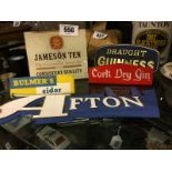 Collection of perspex advertisements - AFTON BULMERS JAMESON GUINNESS CORK DRY GIN.