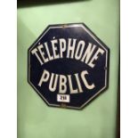 PUBLIC TELEPHONE enamel sign.