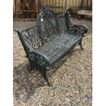 Decorative cast iron garden bench.