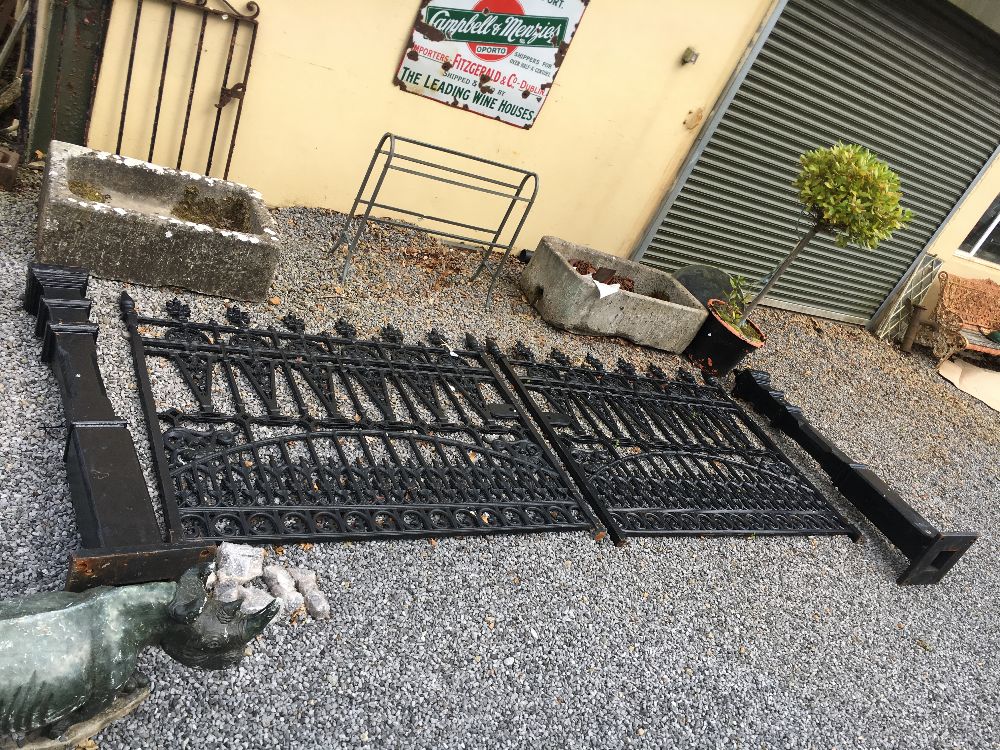 Set of cast iron garden gates with piers. (12ft L).