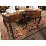 Pair of Edwardian mahogany bedside lockers on cabriole legs.