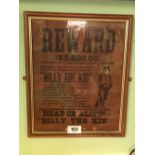 REWARD Poster $ 5,000 Reward For Billy The Kid - Dead or Alive.