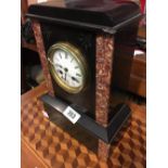 Victorian slate and marble mantle clock.