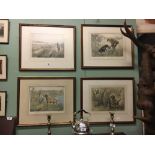 Four framed charcoal hunting prints signed by Henry Wilkinson