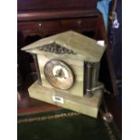 Victorain onyx and brass mantle clock.