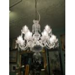 Ten branch cut glass chandelier.