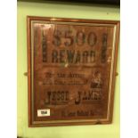 REWARD Poster $ 500 Reward For Jessie James.