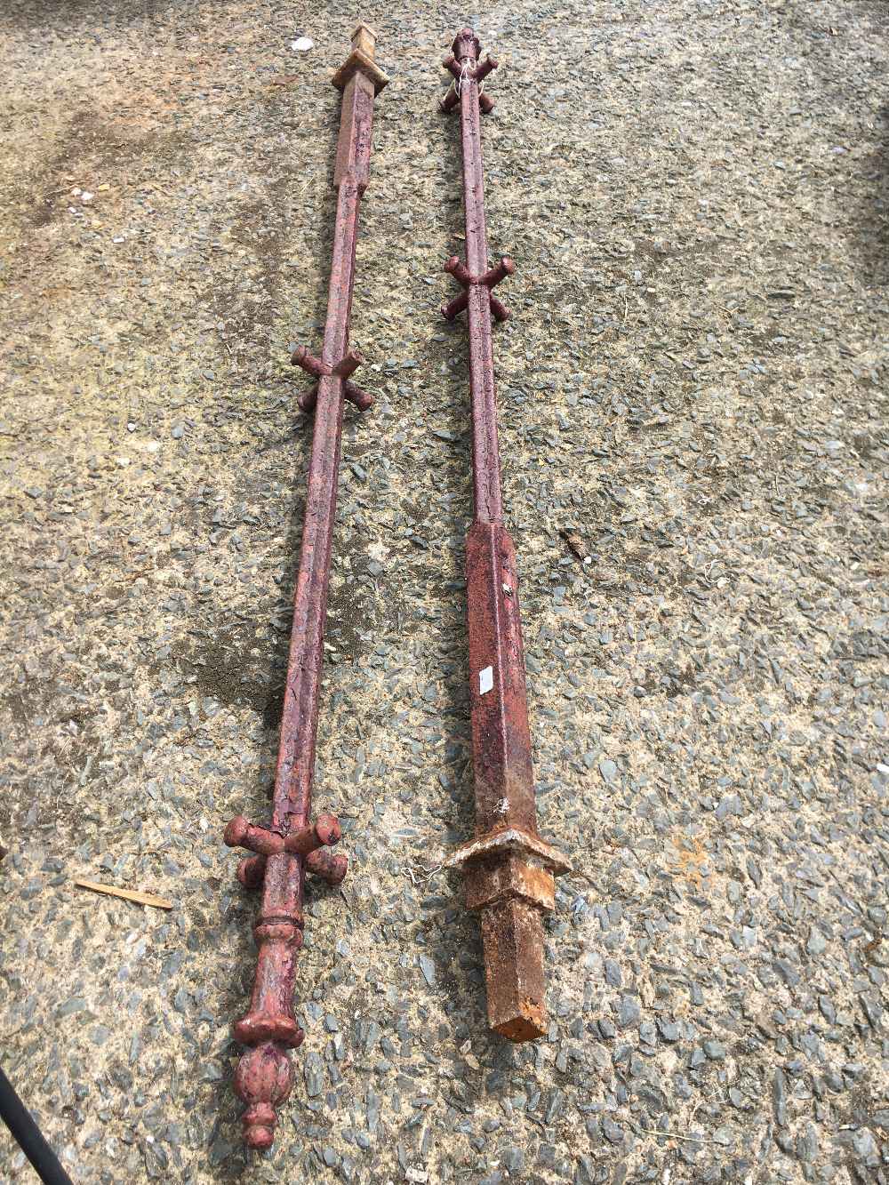Pair of 19th. C. cast iron stable horse tying posts.