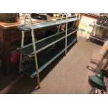 1930' s waterfall shoe shop three tier stand. { 92cm H X 253cm L }.