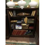 Edwardian mahogany open bookcase. { 201cm H X 108cm W X 33cmn D } { NOT INCLUDING BOOKS. }.