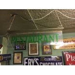 Brass and perspex RESTAURANT light up sign.