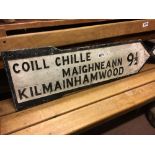 KILMAINHAM WOOD bi - lingual finger post sign.