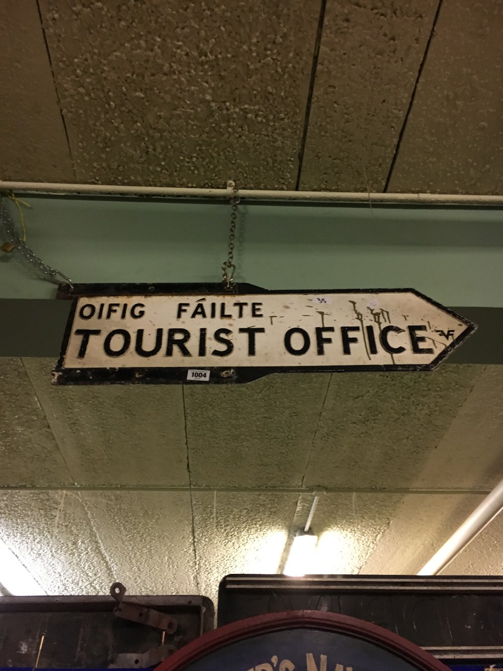 TOURIST OFFICE bi - lingual finger post sign.