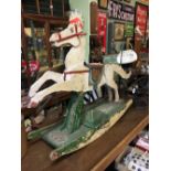 Early 1900's painted pine rocking horse.