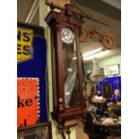 Mahogany spring driven Vienna clock.