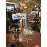 Two 1970's BEAR BRAND and NATURA display racks.