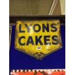 LYONS CAKES double sided enamel sign.