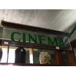 Brass and perspex CINEMA light up sign.