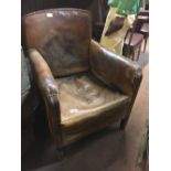 Single leather 1930's armchair.