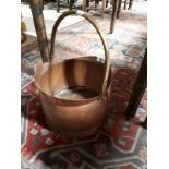 Copper and brass log bucket.