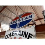 Large AMERICAN AIRWAYS double sided enamel advertising sign.