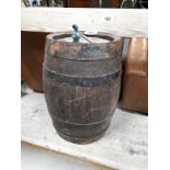 GONZELAZ SHERRY metal bound oak barrel with tap.