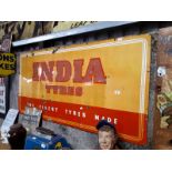 Rare INDIA TYRES enamel advertising sign.