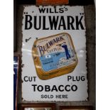 WILL'S BULWARK Cut Plug Tobacco enamel advertising sign.