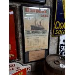 Framed Great Southern and Western Way of Ireland Dominion Line Timetable.