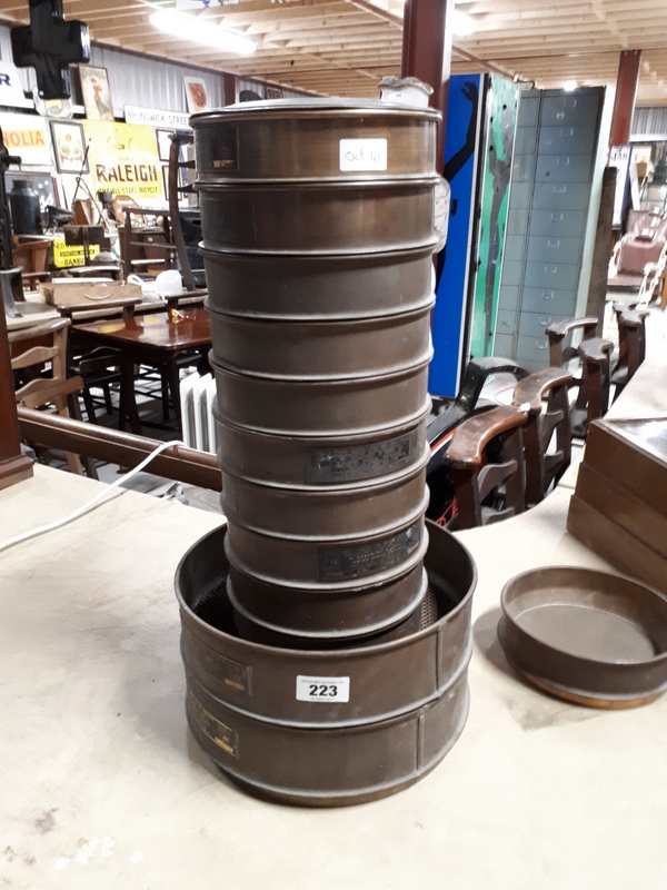 Set of copper stacking sieves.