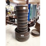 Set of copper stacking sieves.
