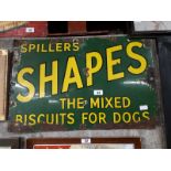 SPILLERS SHAPES Dog Biscuits enamel advertising sign.