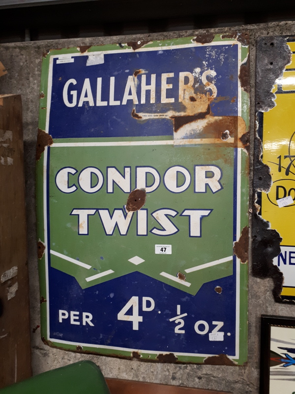 GALLAGHER'S CONDOR TWIST enamel advertising sign.