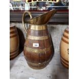 19th. C. oak brass bound CIDER jug.