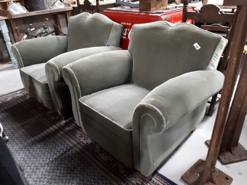 Pair of 1950's upholstered armchairs.