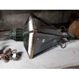 19th C. enamel and brass lantern originally from the CARROLLS factory in Dundalk.