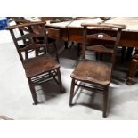 Set of eight 20th. C. beech and ash chapel chairs.