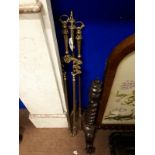 Set of decorative brass fire irons.