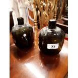 Pair of late 18th. C. blob top bottles.