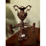 Unusual 19th. C bronze oil lamp.