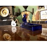 Bronze Art Deco style figure and Venetian blue glass Art Deco style figure of a Lady.