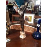 Art Deco style bronze figure of a Lady on marble base.