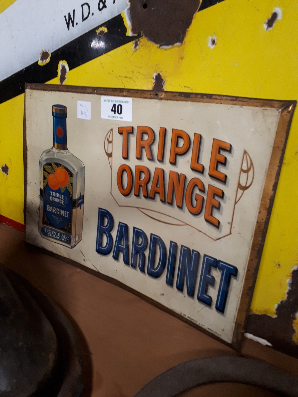 BARDINET TRIPLE ORANGE tinplate advertisement.