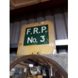 F.R.P No. 3 aluminium sign.