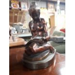 Bronze model of a seated girl.